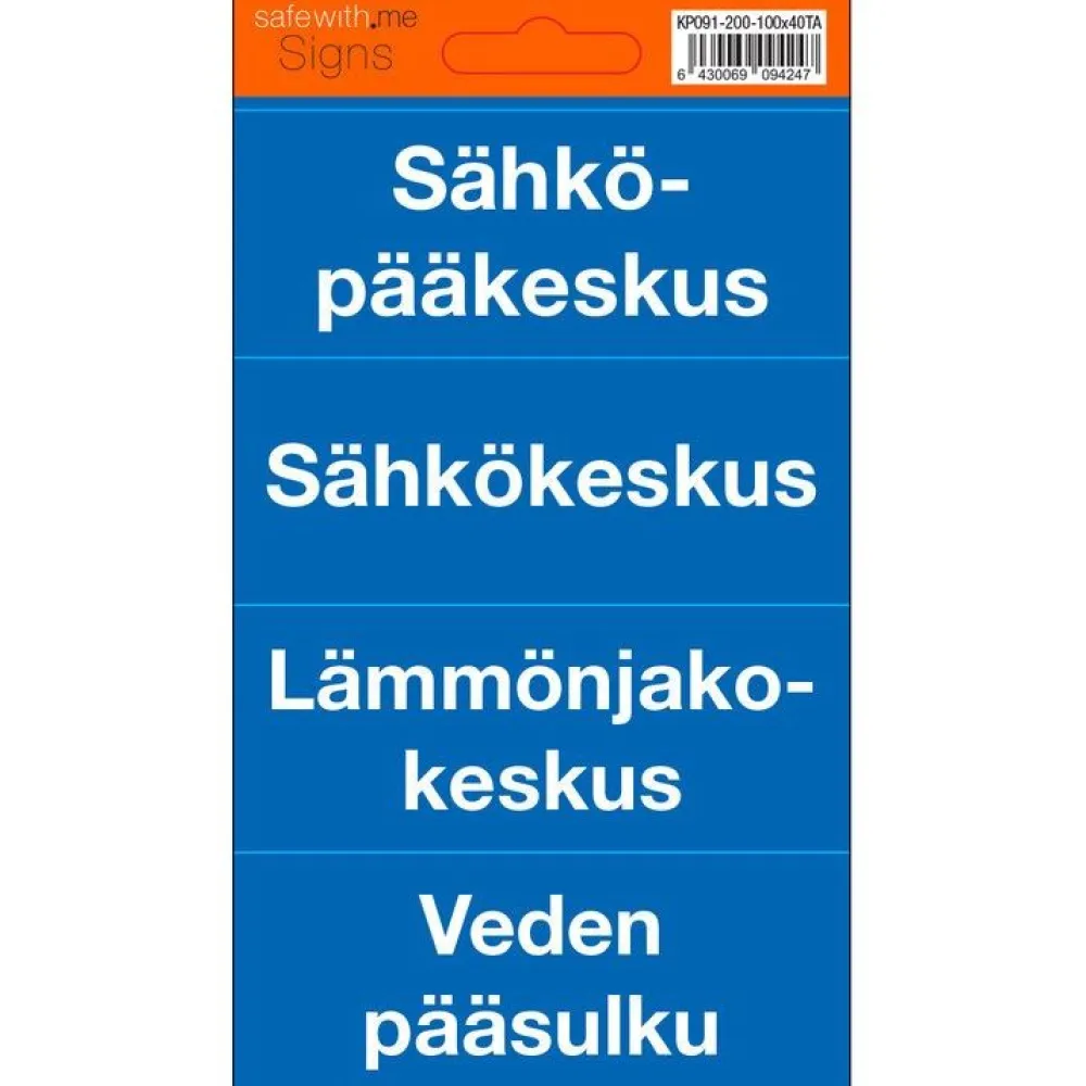 Suomen Turvakauppa Merkintätarrat kiinteistön eri keskuksille, 10x2cm
