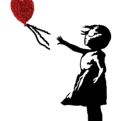 Metallinen seinäkoriste Banksy 13-1, punainen/musta - Linento Best