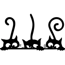 Linento Metallinen seinäkoriste Cat 5, musta Hot