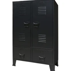 Metallinen vaatekaappi teollinen tyyli 67cm musta - FinePRICE Hot