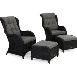 Nojatuoli Marcus 2 kpl jalkarahilla musta - Comfort Garden
