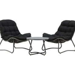 Venture Home Oleskeluryhmä Cala, 2 lepotuolia + pöytä, harmaa/musta Discount