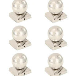 FinePRICE Pallon muotoiset tolpan kärjet 6 kpl ruostumaton teräs 91x91 mm Sale