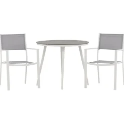 Parvekeryhmä , ø90cm, harmaa/valkoinen Break-pöytä + 2 harmaa-valkoista Copacabana-tuolia - Venture Home Outlet
