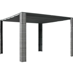 FinePRICE Pergola katolla polyrottinki 300x300x200cm harmaa/antrasiitti Outlet