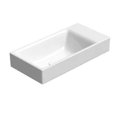 Interia Pesuallas Nubes 50x25cm, tasainen pohja, ei hanareikää, vasen/oikea, ExtraGlaze-pinnoite, valkoinen Clearance
