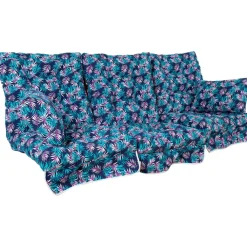 Pihakeinun pehmusteet ROMA 108x56x10 cm, 3 kpl, lehtikuosi, sininen - Home4you Outlet