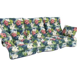 Pihakeinun pehmuste ROMA 108x56x10 cm, tumma kukkakuosi, 3-osainen, musta - Home4you Outlet