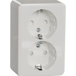 Pistorasia Exxact, 2-osainen, pinta-asennus, IP21, ruuviliitos, haaroitettava, valkoinen - Schneider Electric New
