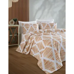 Päiväpeitto + tyynyliina Segment, 160x230cm + 50x70cm, sinapinkeltainen - Linento