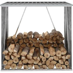 FinePRICE Polttopuukatos 163x83x154cm, galvanoitu teräs, antrasiitti Outlet