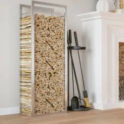 Polttopuuteline 50x28x132 cm ruostumaton teräs - FinePRICE Outlet
