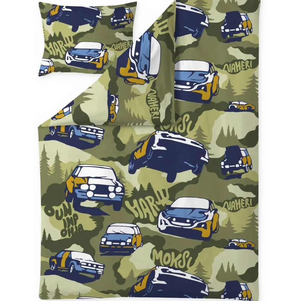 Vallila Pussilakanasetti Ralli 150x210cm vihreä Outlet