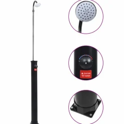 Puutarhan aurinkovoimasuihku musta 215 cm 8 l - FinePRICE Best