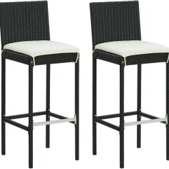 FinePRICE Puutarhan bistrosarja 3-osainen tyynyillä polyrottinki musta (95445) Outlet