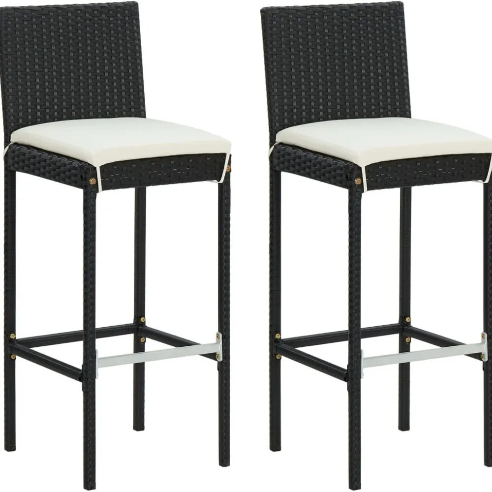 FinePRICE Puutarhan bistrosarja 3-osainen tyynyillä polyrottinki musta (95445) Outlet