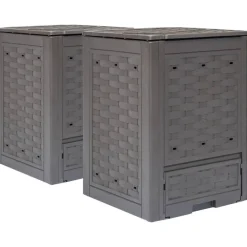 FinePRICE Puutarhan kompostit 2 kpl, 60x60x83 cm, 600 litraa, ruskea Outlet