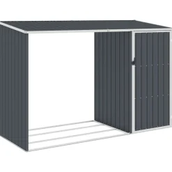 FinePRICE Puutarhan polttopuuvaja antrasiitti 245x98x159cm galv. teräs Outlet