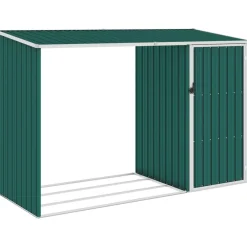Puutarhan polttopuuvaja vihreä 245x98x159cm galvanoitu teräs - FinePRICE Discount