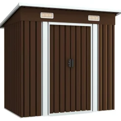 FinePRICE Puutarhan varastovaja ruskea 194x121x181 cm teräs 2,1m2 Online
