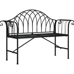 Puutarhapenkki 2-istuttava 128 cm musta teräs (18828) - FinePRICE Sale