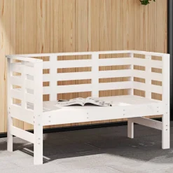 FinePRICE Puutarhapenkki valkoinen 111,5x53x71 cm, mänty Outlet