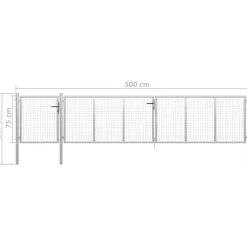Puutarhaportti teräs 500x75cm hopea - FinePRICE Clearance