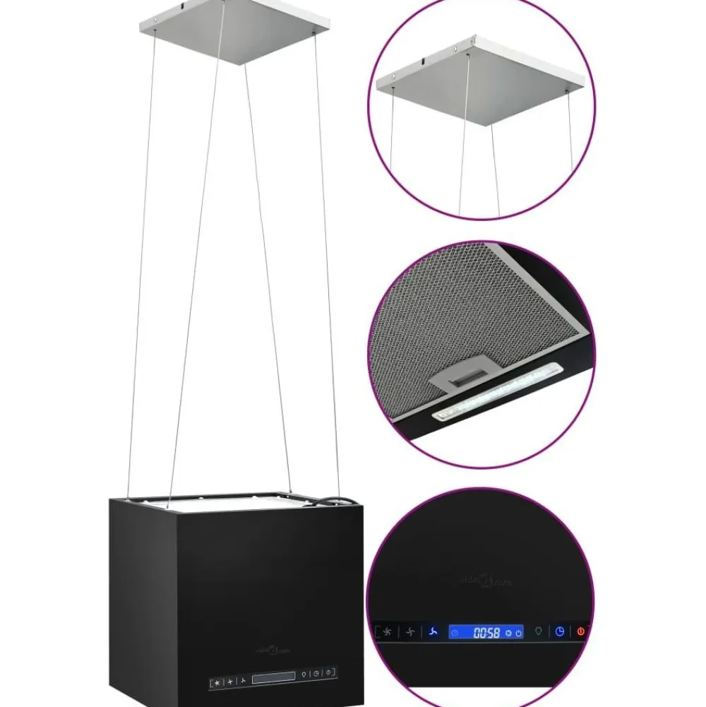 FinePRICE Ripustettava liesituuletin LCD 37 cm jauhemaalattu teräs