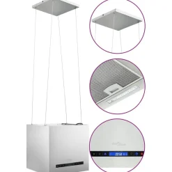 FinePRICE Ripustettava liesituuletin LCD 37 cm ruostumaton teräs Clearance