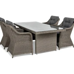 Comfort Garden Ruokailuryhmä Marcus 200 cm pöytä + 4 nojatuolia ruskeanharmaa New