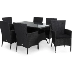 Comfort Garden Ruokailuryhmä Thor 6 Thor Lyx nojatuolia + mustat pehmusteet musta Clearance