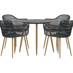 Venture Home Ruokailuryhmä Anafi, ø80cm , 4-istuttava, musta/ruskea Outlet