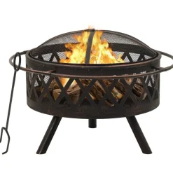 FinePRICE Rustiikkinen tulimalja ja hiilihanko 76 cm xxl teräs Outlet