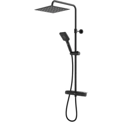 Sadesuihkusetti Estetic Square, termostaattihanalla, suihkupää ⌀250mm, matta musta - Gustavsberg Best