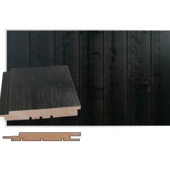 Saunapaneeli Rustik SPA STS-3, 18x145mm, kuusi, ympäripontattu, PN, harjattu hiili - Maler