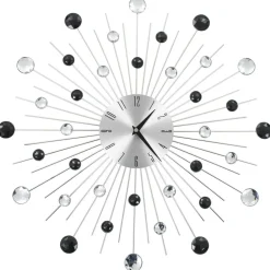 Seinäkello kvartsikoneisto moderni muotoilu 50 cm hopea/musta - FinePRICE Outlet