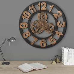 Seinäkello metalli 58 cm kultainen ja musta - FinePRICE Clearance