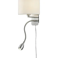 Seinävalaisin Round 200x250x285 mm LED-lukuvalolla valkoinen/harjattu teräs - Trio Outlet