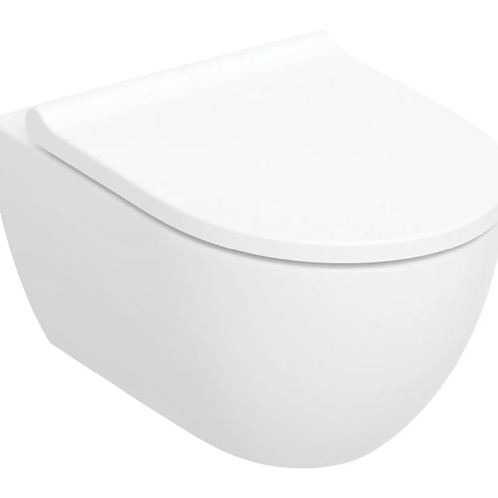 Seinä-WC-istuin Acanto Turboflush, Soft close -kannella, valkoinen - Geberit Discount