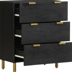 FinePRICE senkki Musta 60x33x75 cm suunniteltu puu (17651) Sale