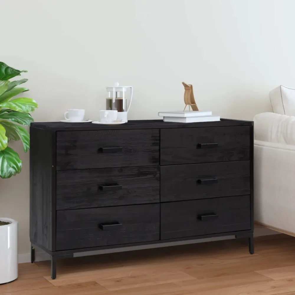 FinePRICE Senkki 110x35x70 cm mänty musta Hot