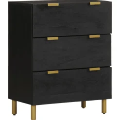Senkkisarja 2-osainen Musta 60x33x75 cm suunniteltu puu (09992) - FinePRICE New