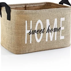 Säilytyskori Home Sweet Home, 30x22x18cm, vaaleanruskea - Linento Hot