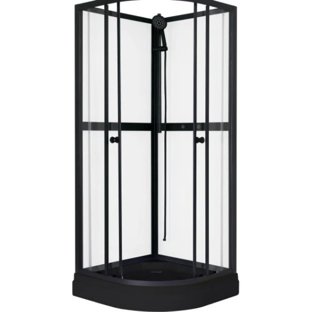Sunwind Suihkukaappi Aurora Round Black 80x80cm Discount