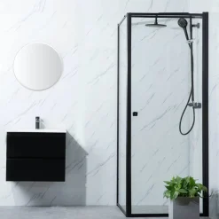 Suihkunurkka Profil seinä 700 mm ovi 1000 mm musta kehys - Bathlife Discount