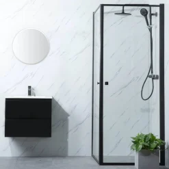 Bathlife Suihkunurkka Profil 900x1000 mm kaksi ovea musta kehys Clearance
