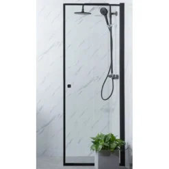 Suihkuovi Profil 700x2000 mm kirkas lasi musta - Bathlife