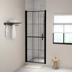 FinePRICE Suihkuovi karkaistu lasi 81x195cm musta New