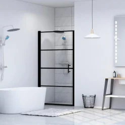 FinePRICE Suihkuovi karkaistu lasi musta 81x195cm Discount