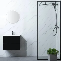 Bathlife Suihkuseinä Profil 1000x2000 mm kirkas lasi musta Outlet